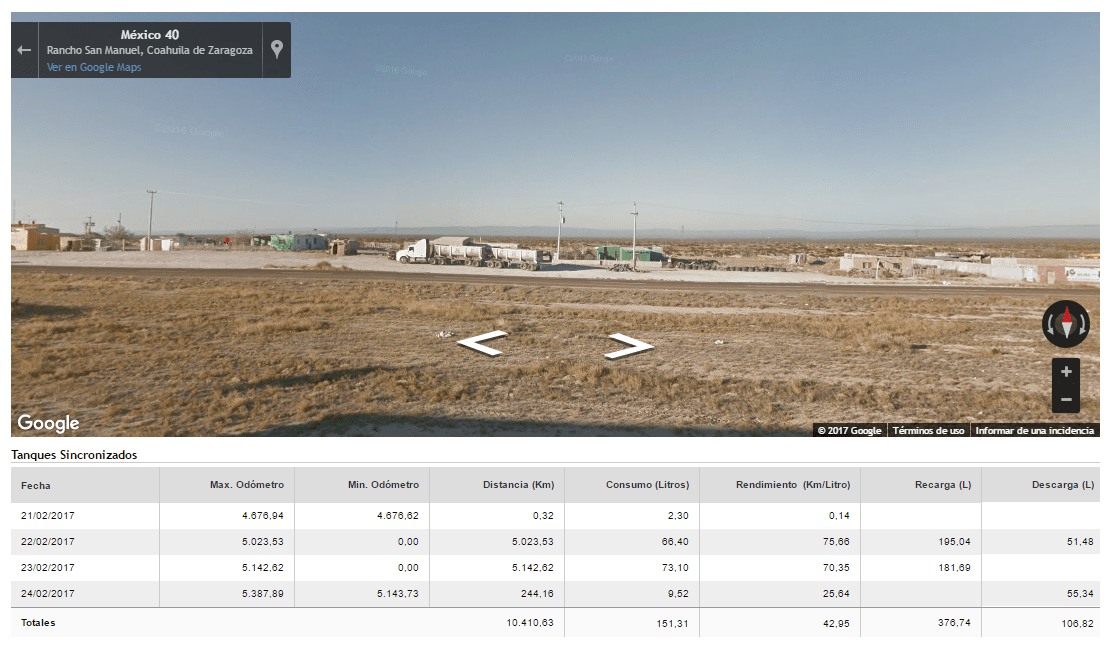 Street view of events to control multiple fuel tanks